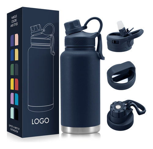 Botella De Agua Deportiva De Acero Inoxidable Con Tapa Para