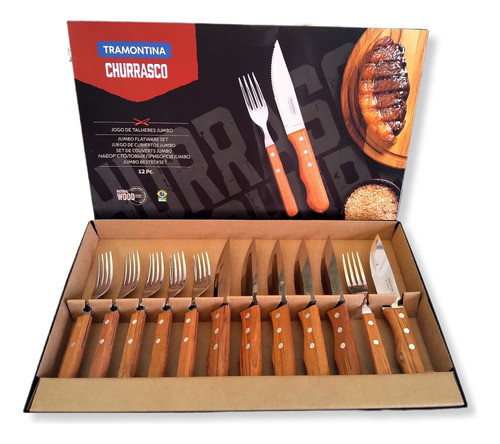 Set Cubiertos Churrasco Tramontina X 12 Piezas - Acero Inox