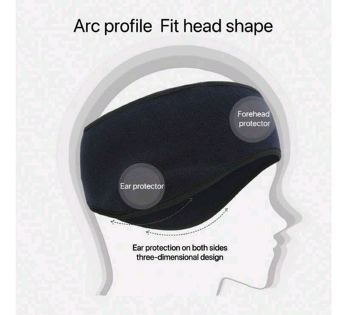 Vincha Deportiva Abrigada Cubre Orejas Y Protege Auriculares Negro Único Lisa