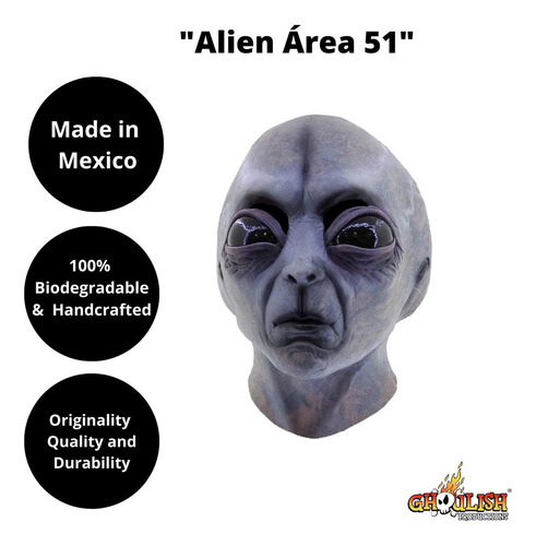 Máscara De Alien Marciano Del Área 51 Hecha De Látex,