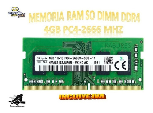Memoria Ram 4gb Ddr4-2666mhz Sodimm Laptop Samsung Inc Iva