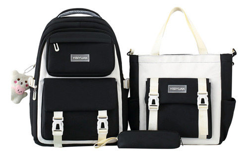 Juego Mochila Set 3 Alta Calidad Escolar Laptop Estudiante Linda Abeleza Ab-13 Color Negro