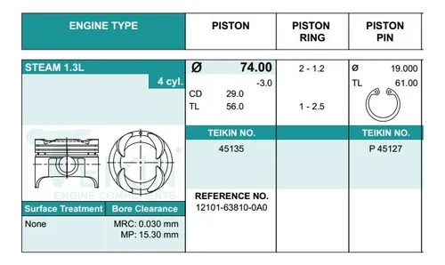 Pistones Esteem 1.3/jimny 1.3 010