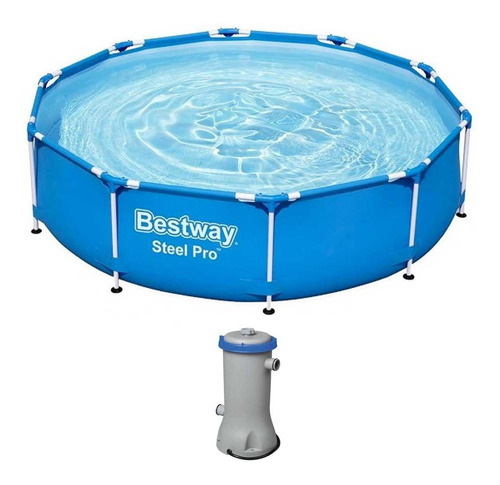 Imagen 2 de 7 de Alberca estructural redonda Bestway 56678 con capacidad de 4678 litros de 3.05cm de largo x 3.05cm de ancho de 3.05m de diámetro azul