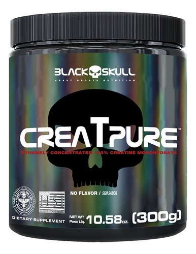 Creatpure - Creatina Creapure - 300g - Black Skull Sabores Sem Sabor Sabor Sem Sabor