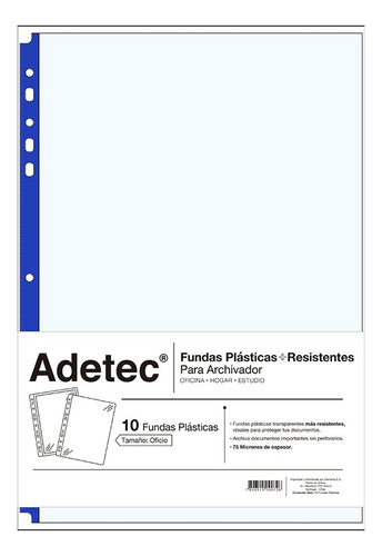 Funda Archivador Resistente Oficio 10 Uni Adetec - 9072