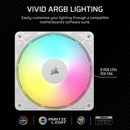 Ventilador Corsair Rs120 Argb 120 Mm Pwm 2100 Rpm Pacote Tri