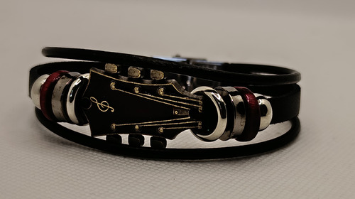 Pulseras Hombre De Guitarra Hecha A Mano Resistente 21 Cm Negro 7 Cm 21 Cm