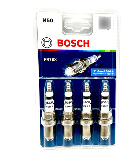 Bujías Bosch Fr78x Super 4 Electrodos 4 Unidades