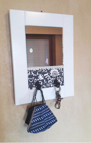 Imagen 2 de 3 de Percheros De Pared Cuadro Espejo Madera Deco Vintage