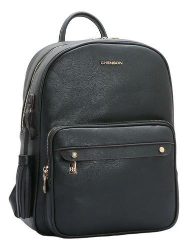 Bolsa De Costas Feminina Mochila Casual Clássica Chenson Cor Preto Desenho Do Tecido Liso