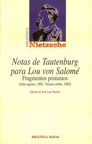 Notas De Tautenburg Para Von Salome - Frederich Nietzsche
