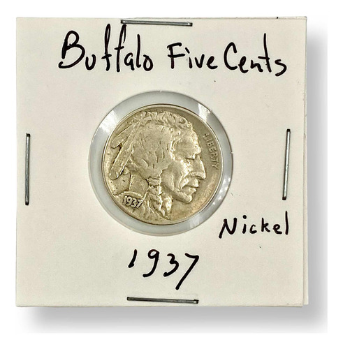 Moneda Antigua 5 Centavos Búfalo 1937 Estados Unidos (Usado)