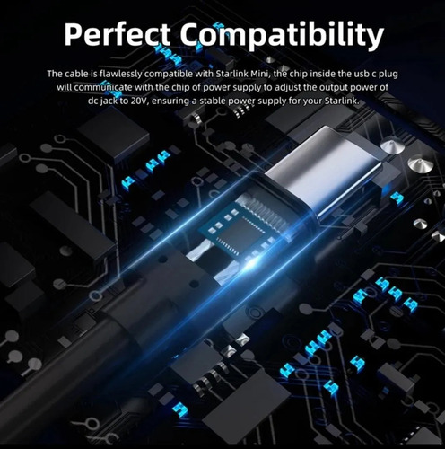 Cable De Alimentacion Usb-c Para Starlink Mini Impermebale