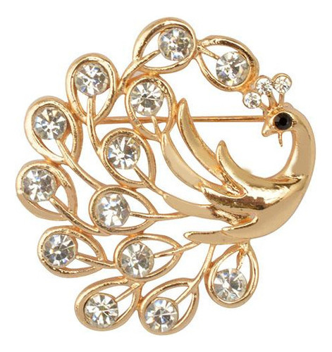 Hermoso Broche Para Mujer Con Diamantes De Imitación Dorados