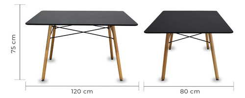 Comedor Oslo Rectangular Negro Para 4 Personas Sillas Oslo Azul