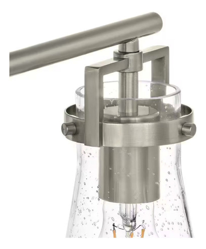 Lampara De Tocador Para Baño De Pared 2 Luces 15'' Estructura Plateado Pantalla Trasnparente