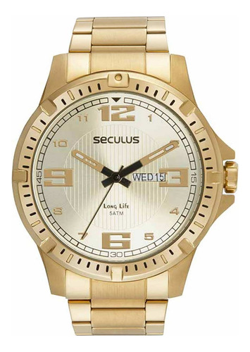 Relógio Masculino Seculus Long Life Dourado 28981gpsvda3