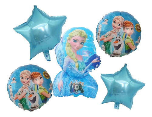 Kit 5 Globos Metálicos Frozen. Fiesta. Cumpleaños.decoración