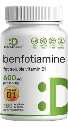 Benfotiamina Pura Vit B1 Soluble 600mg Energia Celular X180u