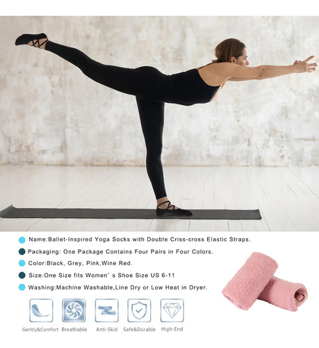 Calcetines De Yoga Antideslizantes Con Empuñaduras, Para