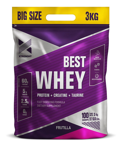 Proteina Whey Xtrenght 3 Kg Best Big Size Potenciada Taurina