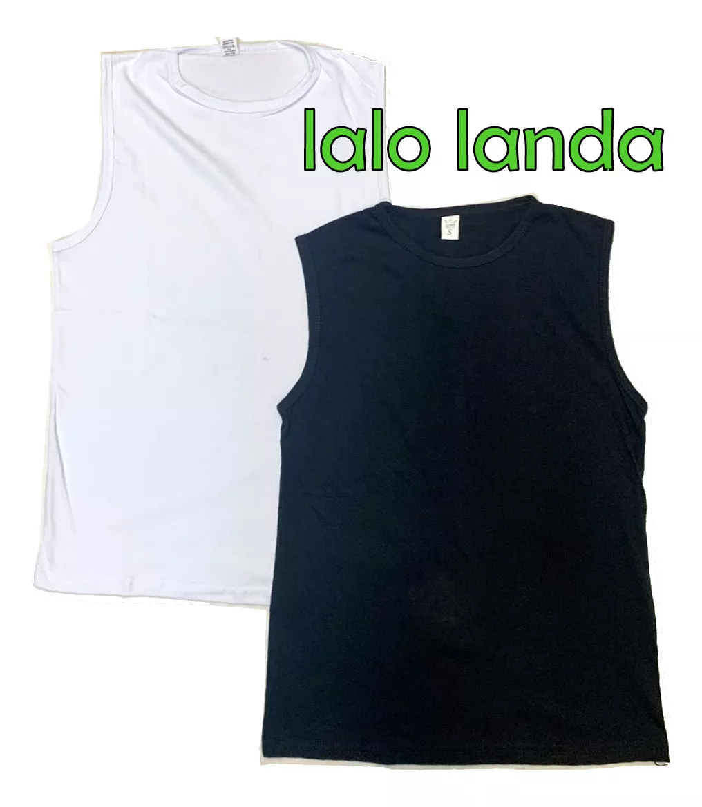 Musculosa Lisa Algodon P/ Estampar Blanco Y Negro Pack X 5