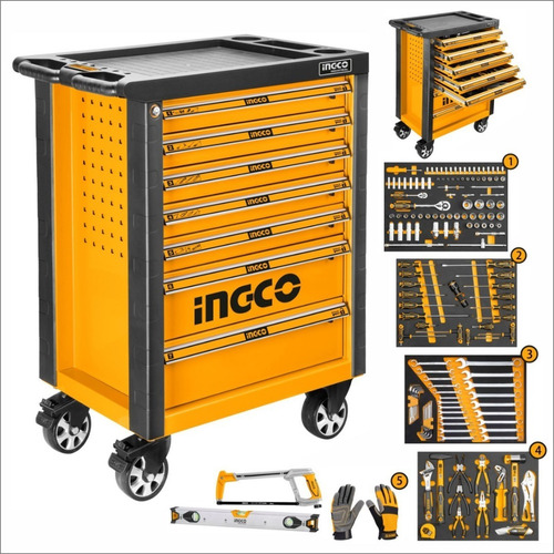 Caja Carro Herramientas 162 Pcs 7 Estantes C/llave Y Freno
