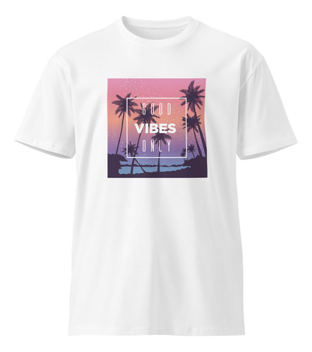 Playera Casual Estampado Veraniego. Good Vibes Only