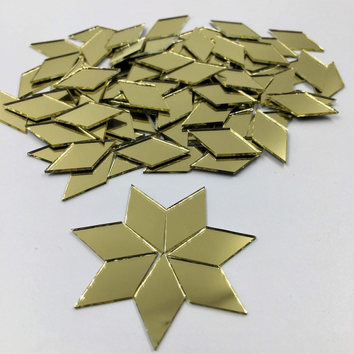 1  X 1/2  Diamond Shape Mirror Mosaic Tiles Gold Colore...