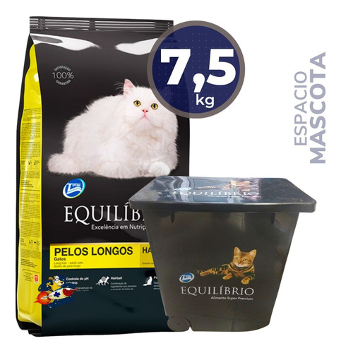 Racion Equilibrio Gato Persa Pelo Longo 7,5 Kg + Contenedor