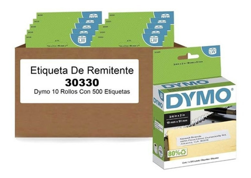Etiqueta Dymo 30330 51 Mm X 19mm C/500 Etiq. Caja Con 10pzas