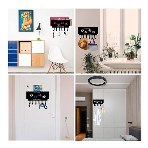 Soporte De Pared Con 6 Ganchos Para Perros Y Llaves