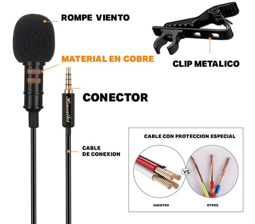 Kit Micrófono Solapa Housailei Con Accesorios Profesional
