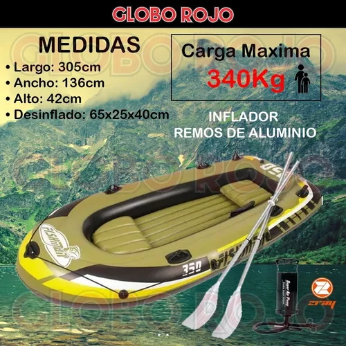 Bote Inflable Fishman 350 4 Personas 3,5mts Remos Pesca
