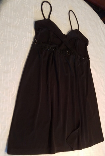 Vestido Jersey C/bretel Fiesta  Negro C/lentejuela Talle M-l