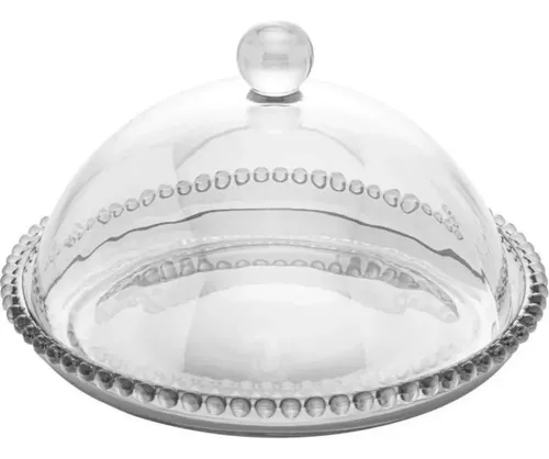 Queijeira De Vidro Com Tampa Cristal Porta Queijo Redonda