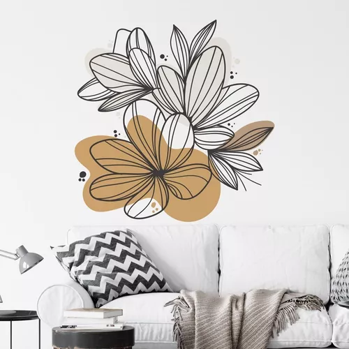 Vinilo adhesivo decorativo para pared, diseño de flor boho delicada – 30.1  x 10.0 in, inspirador de moda con cita mínima para interior, jardín