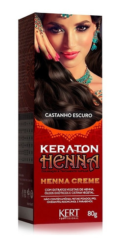 Kit 2 Keraton Henna Creme Kert Castanho Escuro
