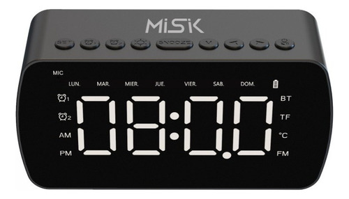 Misik - Radio Reloj Despertador Recargable - Bluetooth Y Sd Color Negro