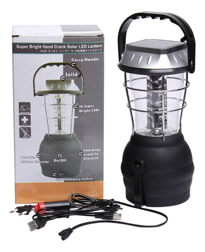 Luz De Camping De 36 Led, Solar, Superbrillante, Manivela De