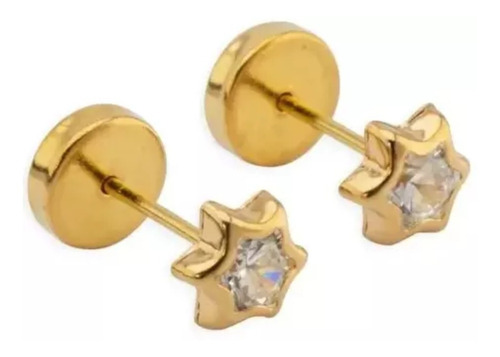 Imagen 3 de 7 de Par Aros Abridores Oro 18k Estrella Cristal Swarovski Garant