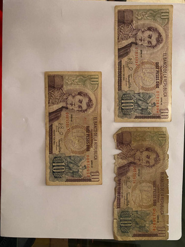 Billete 10 Pesos Oro Colombiano