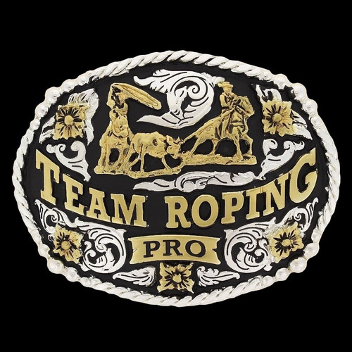 Fivela Team Roping Pro Com Banho Dourado E Prata - Master 18