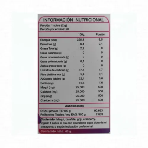 Berry Mix 5x20 Sobres Polvo De Maqui Calafate Goji Cranberry