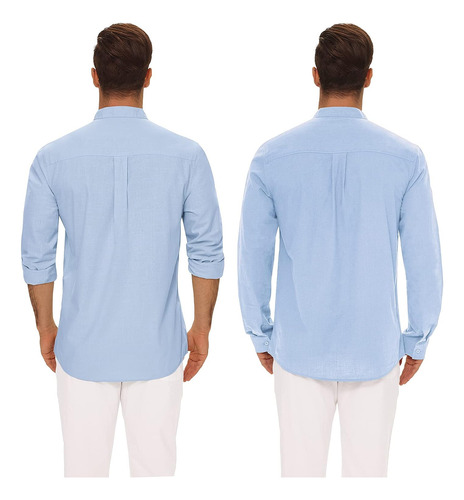 Jekaoyi Hombres Botones Casuales Down Coder Camisa De Lino C
