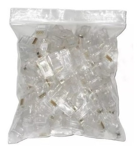 Imagen 5 de 6 de Fichas Rj45 Bolsa X100 Conector Red Cable Utp 5e Internet