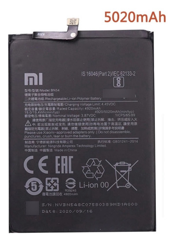 Bateria Xiaomi Redmi 9 Note 9 Bn54 Original Ramos Mejia