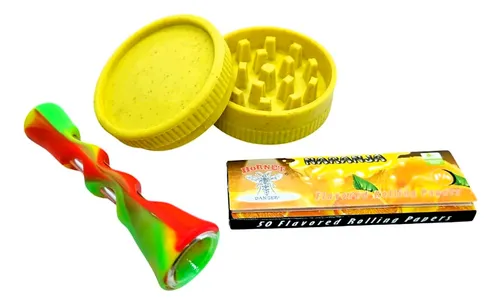 Combo Grinder Bolsillo + Papel De Liar #9 + Pipa Vidrio