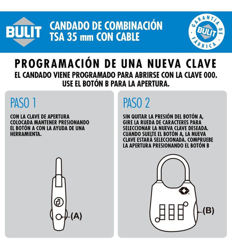 Candado De Combinación Tsa Con Cable Bulit